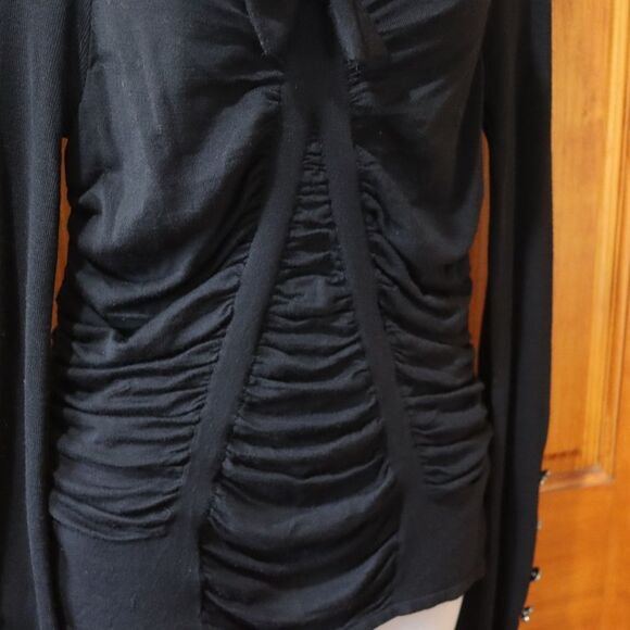 Maurizio Pecoraro Black Wool Sweetheart Neck Jeweled Sleeve Sweater Size 12 - Picture 3 of 14
